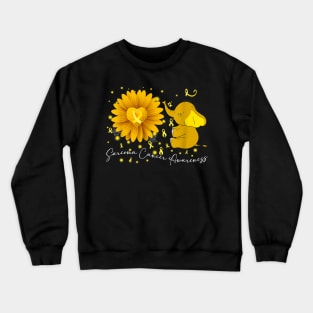 Yellow Ribbon Daisy Flower Elephant Sarcoma Cancer Awareness Crewneck Sweatshirt